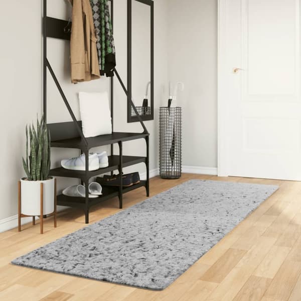 vidaXL Tykt teppe PAMPLONA høy luv moderne grå 80x250 cm