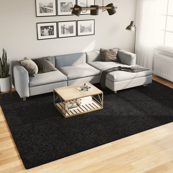vidaXL Pörrömatto PAMPLONA korkeanukka moderni musta 240x340 cm