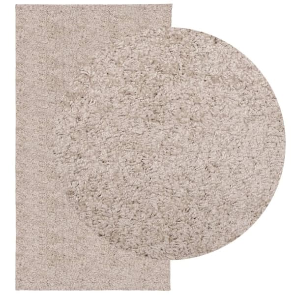 vidaXL shaggy gulvtæppe PAMPLONA 80x150 cm høj luv beige