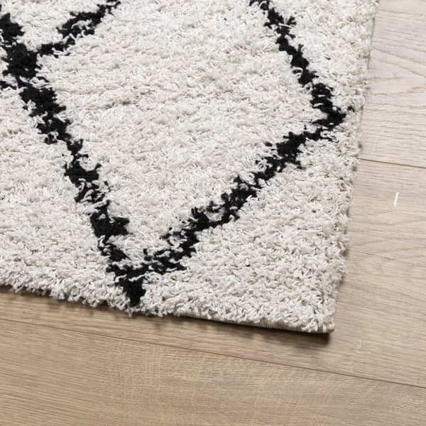 vidaXL Tykt teppe PAMPLONA høy luv moderne krem og svart 120x170 cm
