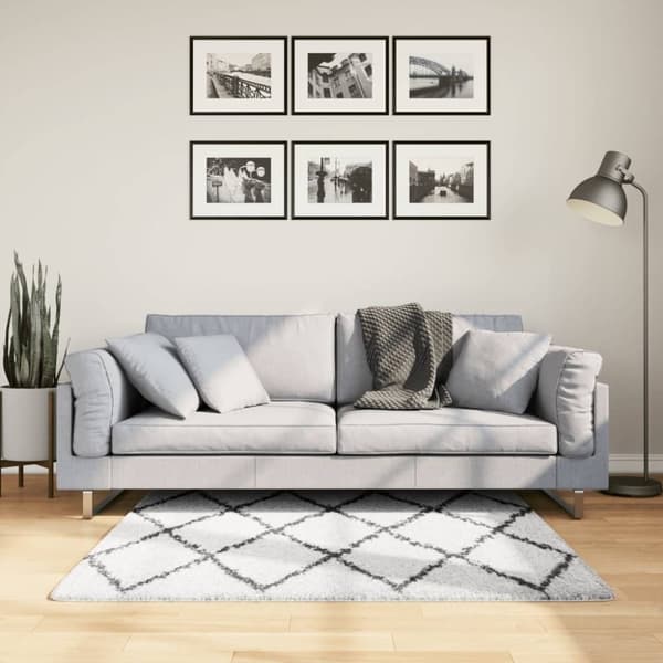 vidaXL Tykt teppe PAMPLONA høy luv moderne krem og svart 120x170 cm