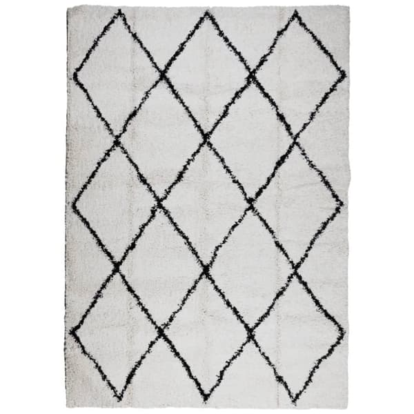 vidaXL Tykt teppe PAMPLONA høy luv moderne krem og svart 120x170 cm