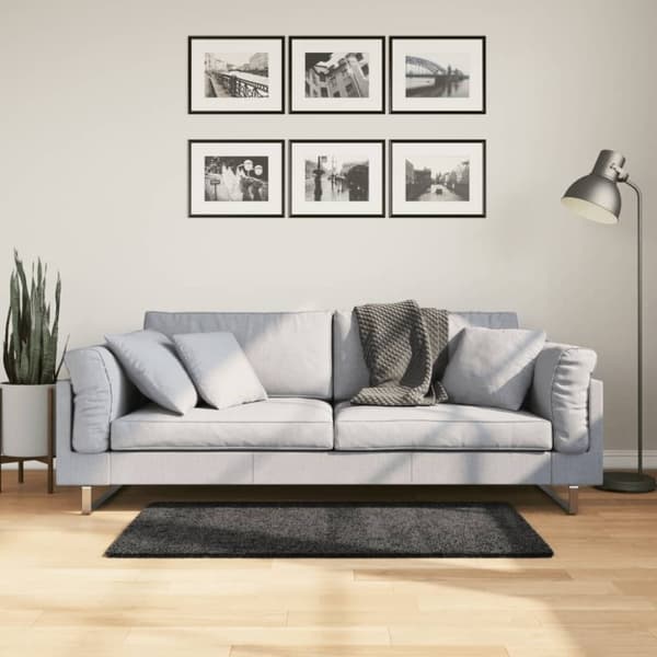 vidaXL Tykt teppe PAMPLONA høy luv moderne antrasitt 60x110 cm