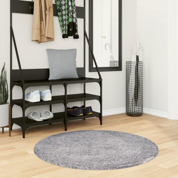vidaXL Tykt teppe PAMPLONA høy luv moderne blå Ø 100 cm