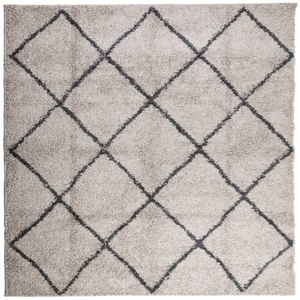 vidaXL Tykt teppe PAMPLONA høy luv moderne beige antrasitt 160x160 cm