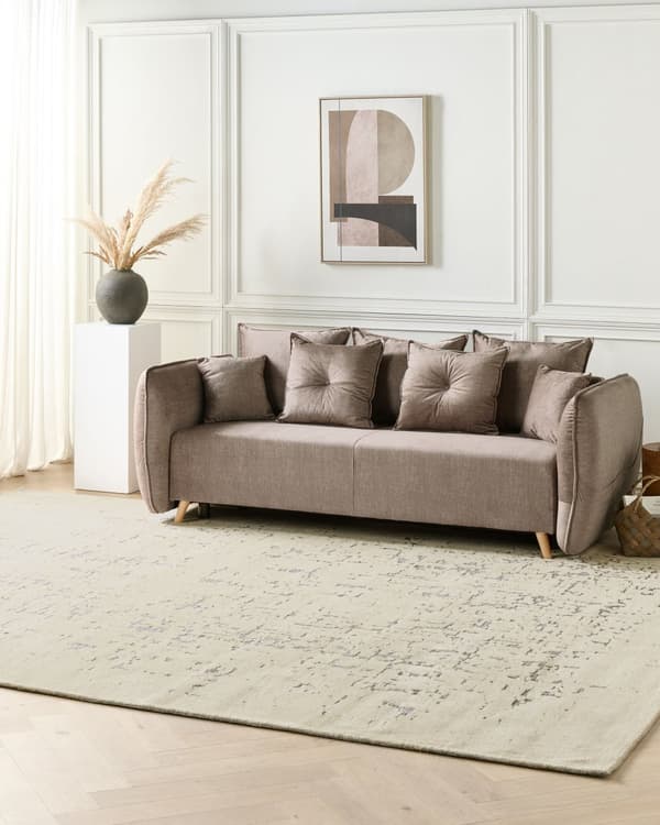 Matta Kräm Beige Polyester 300 x 400 cm Rostad effekt Mönster Solid Färg Modern Minimalistisk Vardagsrumsmatta