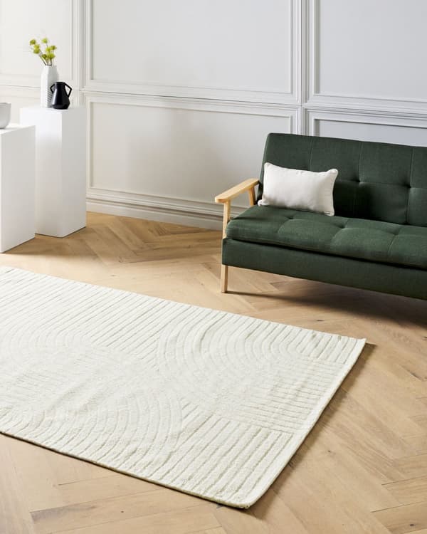 Matto beige 160 x 230 cm villa abstrakti kuvio suorakulmio konekudottu moderni