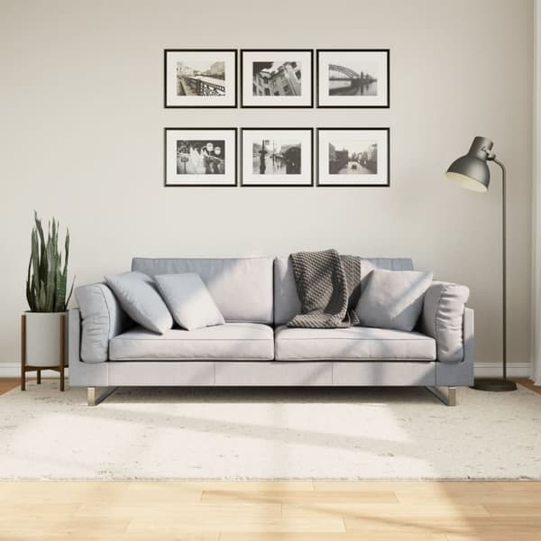 vidaXL shaggy gulvtæppe PAMPLONA 160x230 cm høj luv cremefarvet