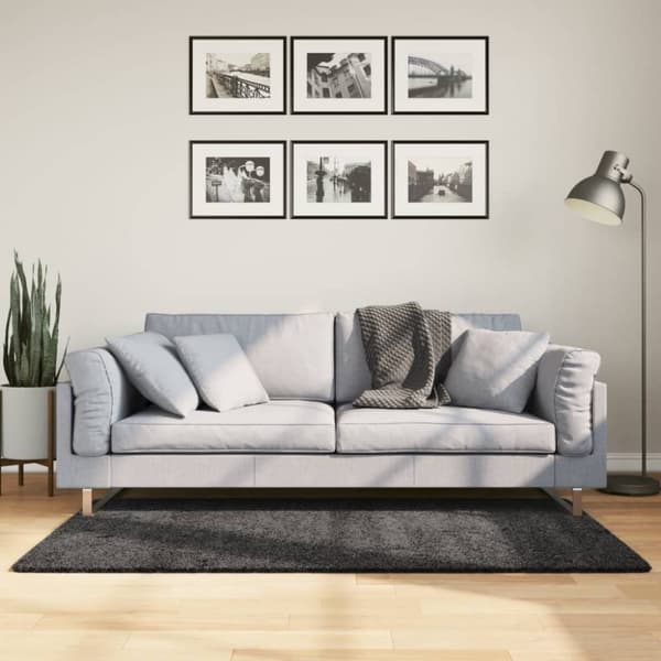 vidaXL Tykt teppe PAMPLONA høy luv moderne antrasitt 120x170 cm