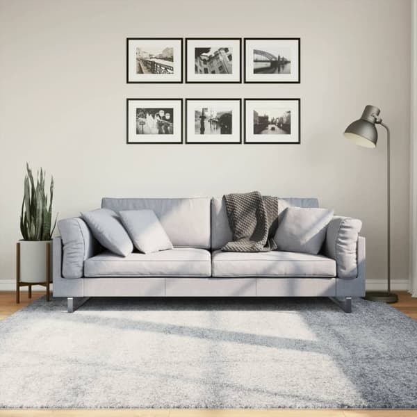 vidaXL Tykt teppe PAMPLONA høy luv moderne blå 200x200 cm