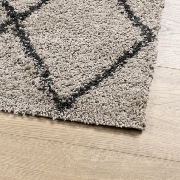 vidaXL shaggy gulvtæppe PAMPLONA 160x230 cm høj luv beige antracitgrå