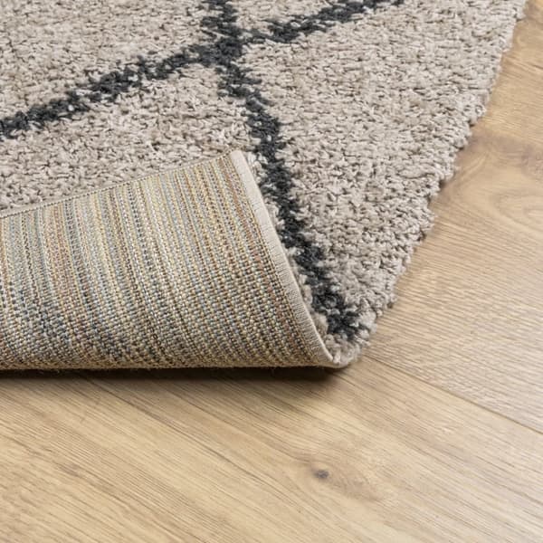 vidaXL shaggy gulvtæppe PAMPLONA 160x230 cm høj luv beige antracitgrå