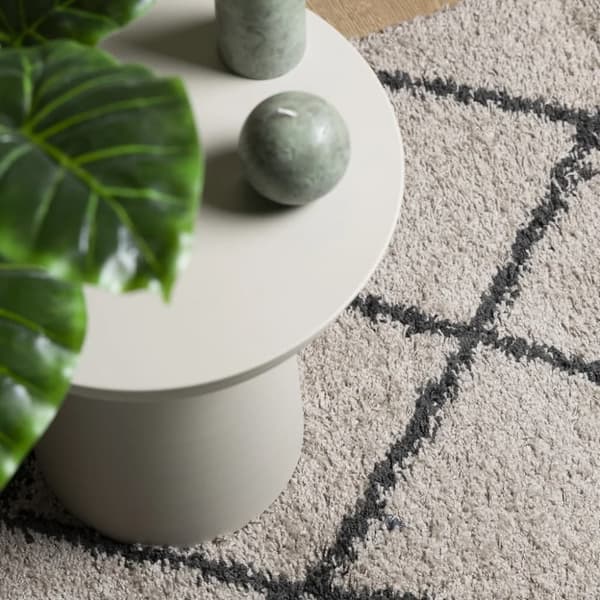 vidaXL shaggy gulvtæppe PAMPLONA 160x230 cm høj luv beige antracitgrå