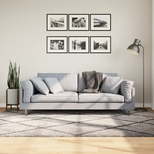 vidaXL shaggy gulvtæppe PAMPLONA 160x230 cm høj luv beige antracitgrå