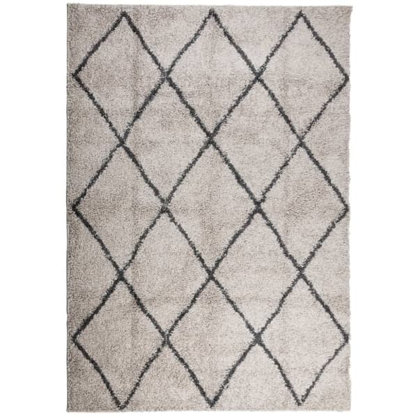 vidaXL shaggy gulvtæppe PAMPLONA 160x230 cm høj luv beige antracitgrå
