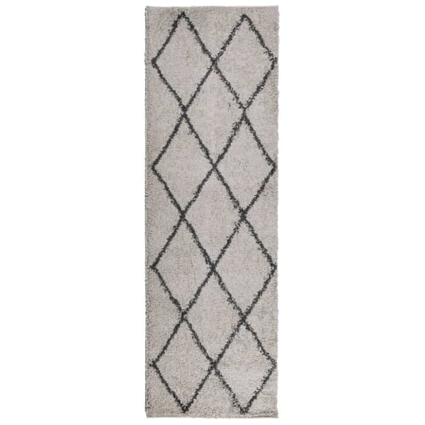 vidaXL shaggy gulvtæppe PAMPLONA 80x250 cm høj luv beige antracitgrå