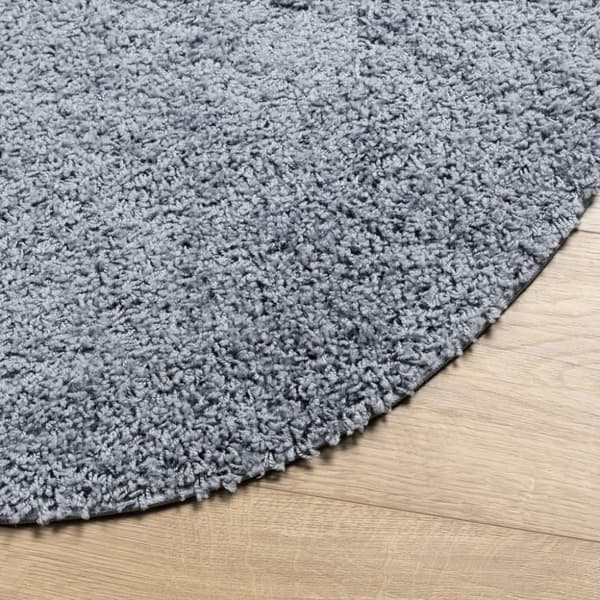 vidaXL Tykt teppe PAMPLONA høy luv moderne blå Ø 80 cm