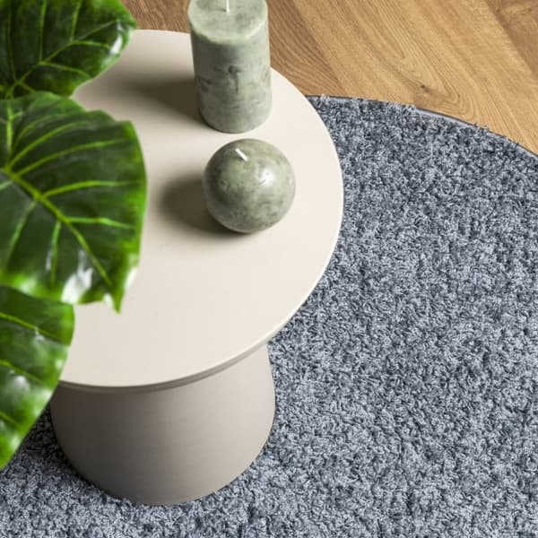 vidaXL Tykt teppe PAMPLONA høy luv moderne blå Ø 80 cm