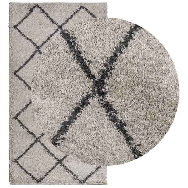 vidaXL Ryamatta PAMPLONA lång lugg modern beige & antracit 80x150 cm