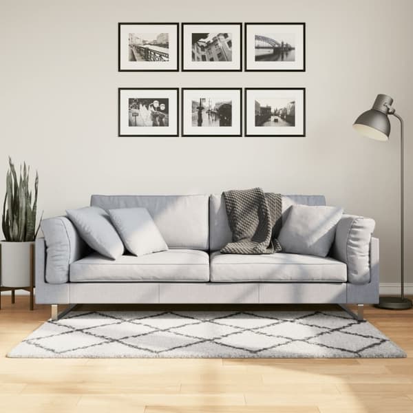 vidaXL Tykt teppe PAMPLONA høy luv moderne krem og svart 80x150 cm