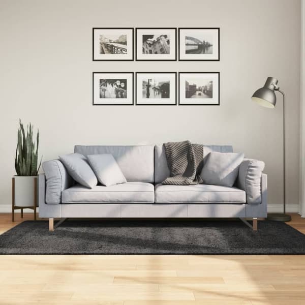 vidaXL Tykt teppe PAMPLONA høy luv moderne antrasitt 100x200 cm