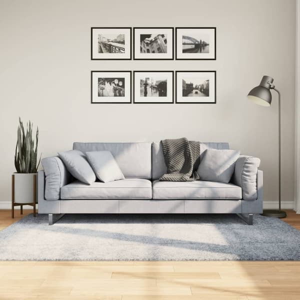 vidaXL shaggy gulvtæppe PAMPLONA 140x200 cm høj luv blå