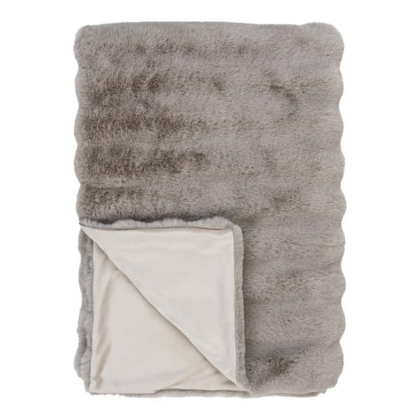 Galena pledd 130x180cm immitert skinn beige.