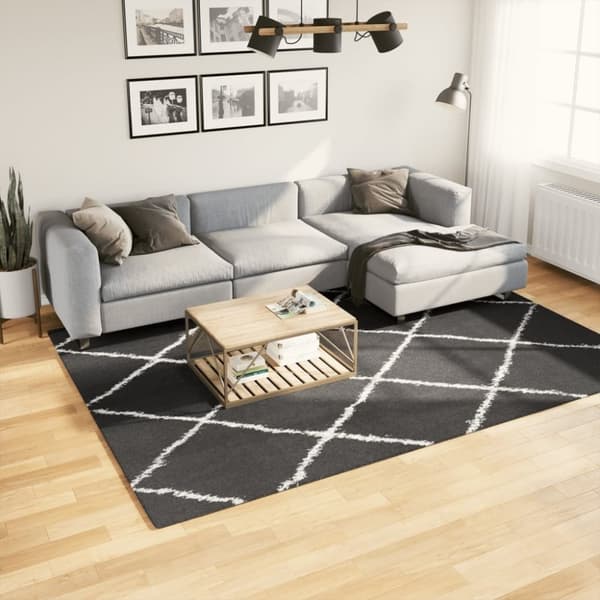 vidaXL Tykt teppe PAMPLONA høy luv moderne svart og kremhvit 200x280cm