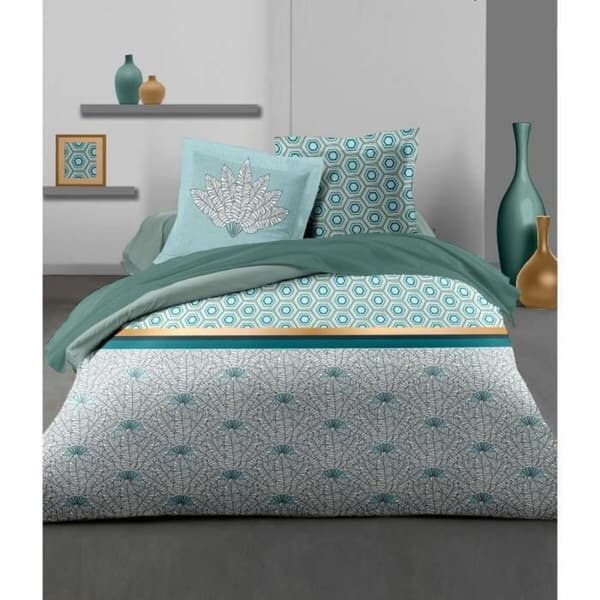 Täckslagsset HOME LINGE PASSION Vit Grön Smaragdgrön Dubbelsäng 240 x 260 cm