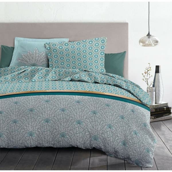 Täckslagsset HOME LINGE PASSION Vit Grön Smaragdgrön Dubbelsäng 240 x 260 cm