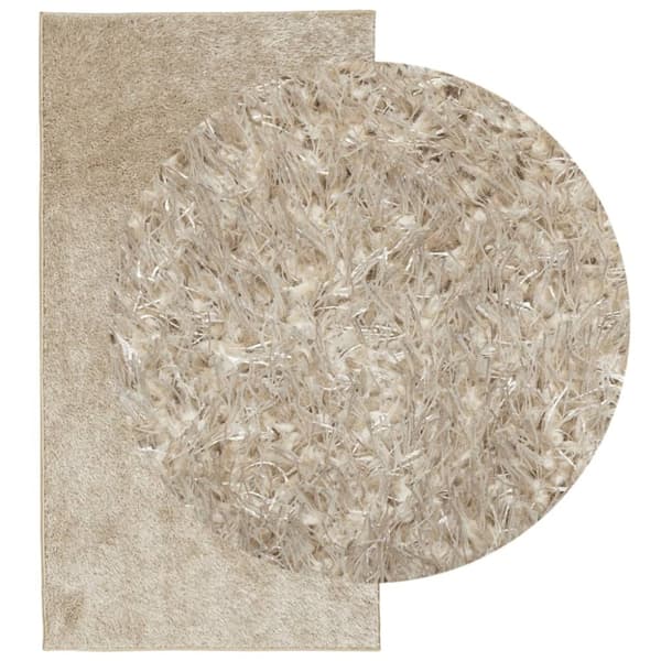 vidaXL Teppe ISTAN med lang luv skinnende utseende beige 100x200 cm