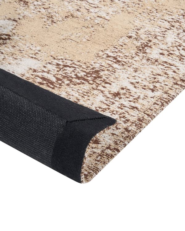 Matto ruskea beige 80 x 300 cm puuvilla kulunut itämainen kuvio suorakulmio retro