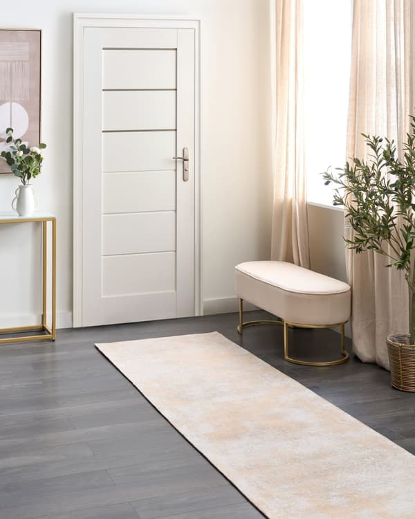 Matto beige puuvilla 80 x 300 cm itämainen kuvio lyhyt nukka suorakulmio retro tyyli