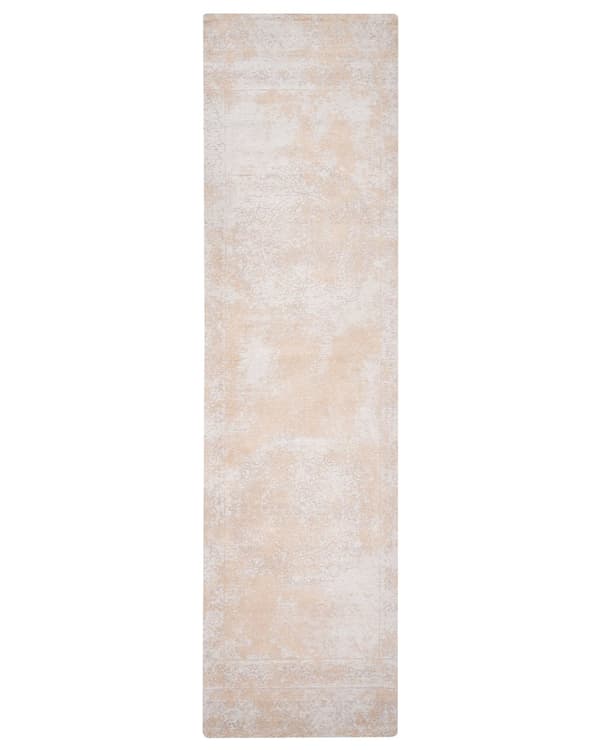 Matto beige puuvilla 80 x 300 cm itämainen kuvio lyhyt nukka suorakulmio retro tyyli