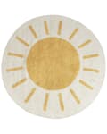 Pikkukuva 1 / 6: Matto vaalea beige 140 cm puuvilla keltainen aurinkokuvio pyöreä tuftattu lastenhuoneen boho