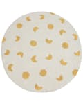 Pikkukuva 1 / 6: Matto vaalea beige 140 cm puuvilla keltainen kuukuvio pyöreä tuftattu lastenhuoneen boho