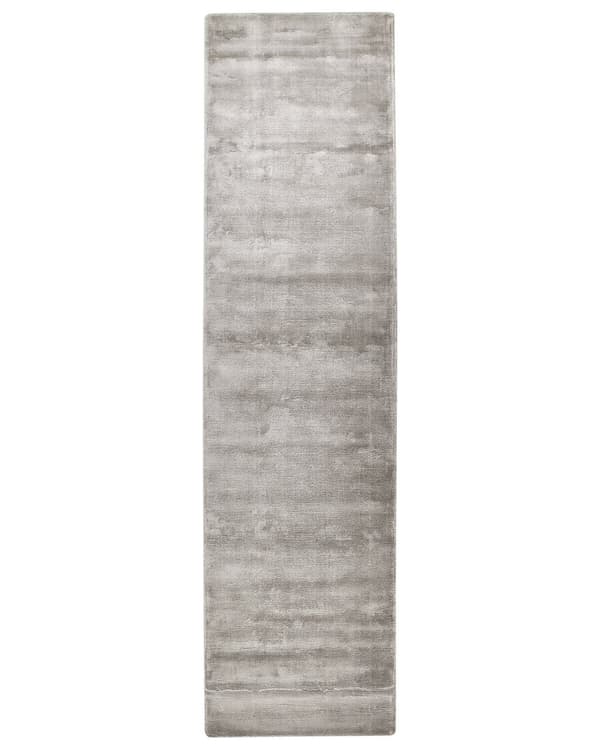 Teppe Lysegrå Viskose 80 x 300 cm Lav luv Moderne Skandinavisk Tekstiler Gulvteppe Dekorasjon Soverom Stue