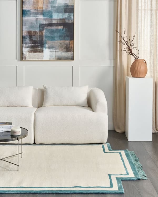 Matta Beige Viskos och Ull Oregelbunden Form 160 x 230 cm Modern Glamstil Vardagsrum Sovrum Kontor
