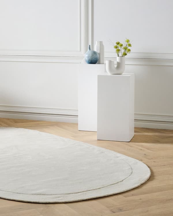 Matta Off-white Viskos och Ull Oregelbunden Form 200 x 300 cm Modern Glamstil Sovrum Vardagsrum