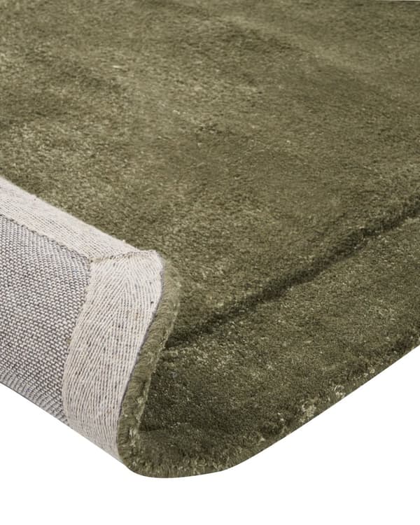 Matta Mörkgrön Viskos Ull 80 x 250 cm Handtuftad Låg Lugg Baksida i Bomull Modern Stil Vardagsrum Sovrum