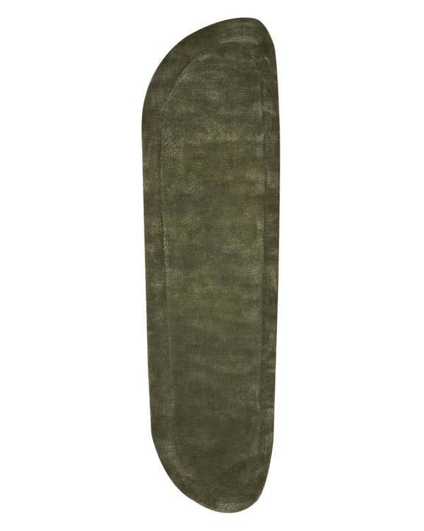 Matta Mörkgrön Viskos Ull 80 x 250 cm Handtuftad Låg Lugg Baksida i Bomull Modern Stil Vardagsrum Sovrum