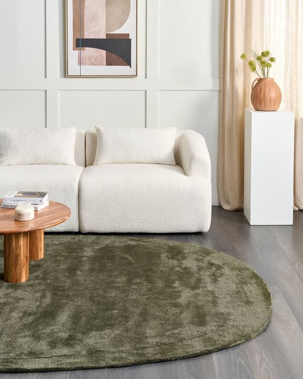 Matta Grön Viskos och Ull Oregelbunden Form 200 x 300 cm Modern Glamstil Sovrum Vardagsrum