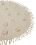 Miniatyrbillede 4 af 6: Gulvtæppe Beige Bomuld ø 140 cm Rundt Tæppe med Hjerte til Børneværelse Bomuldstæppe til Gulv Fladvævet