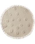Miniatyrbillede 1 af 6: Gulvtæppe Beige Bomuld ø 140 cm Rundt Tæppe med Hjerte til Børneværelse Bomuldstæppe til Gulv Fladvævet