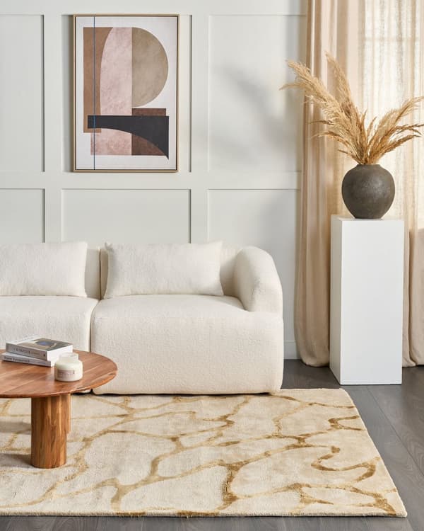 Matto beige 160 x 230 cm viskoosi villa käsin tuftattu geometrinen kuvio moderni