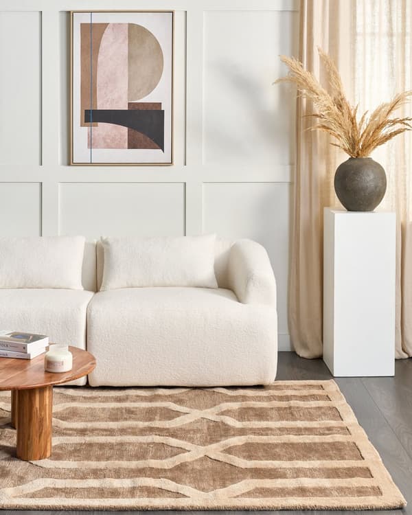 Matto beige/ruskea viskoosi 160 x 230 cm geometrinen kuvio käsin tuftattu lyhytnukkainen moderni tyyli