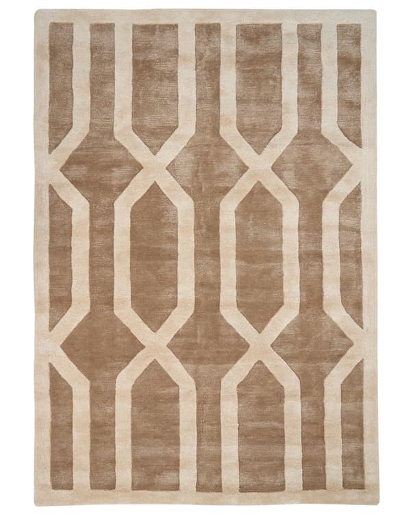 Matto beige/ruskea viskoosi 160 x 230 cm geometrinen kuvio käsin tuftattu lyhytnukkainen moderni tyyli