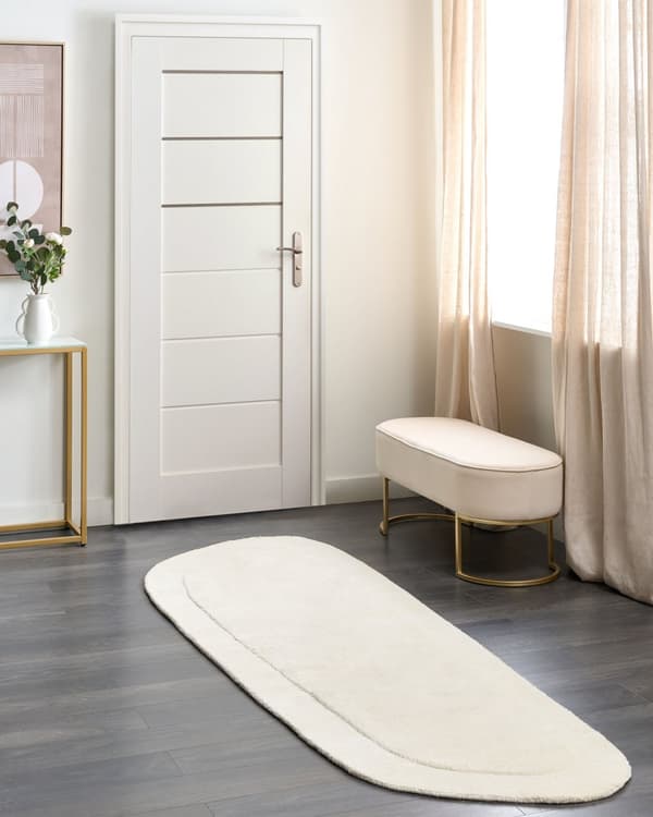 Matta Beige Viskos Ull 80 x 250 cm Handtuftad Låg Lugg Baksida i Bomull Modern Stil Vardagsrum Sovrum