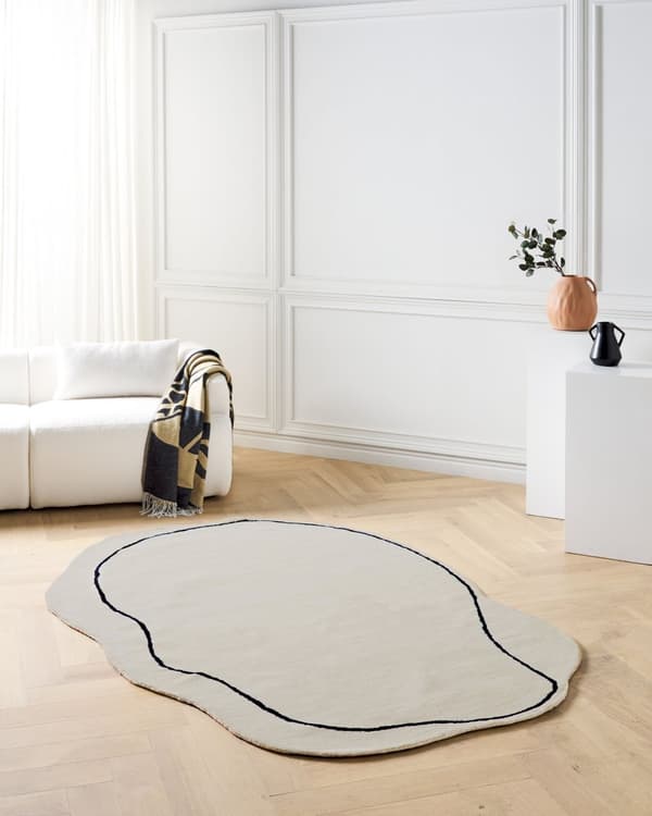 Teppe i beige viskose og ull med geometrisk mønster 160 x 230 cm Moderne Glam-stil