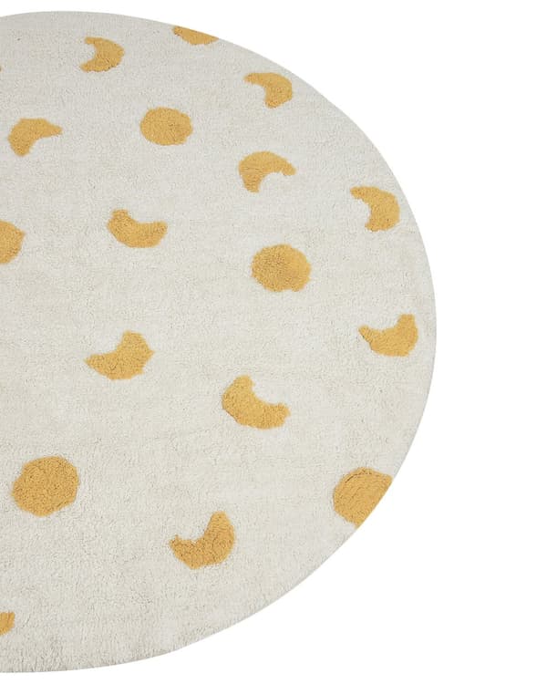 Lys beige og gul bomullsteppe ø 140 cm rundt i boho-stil Stue Barnerom